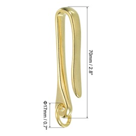 PATIKIL U Shape Hook Keychain, 2.8 Inch Long Solid Brass Wallet Holder Belt Clip Fish Hook Keychain for Wallet Chain Pocket