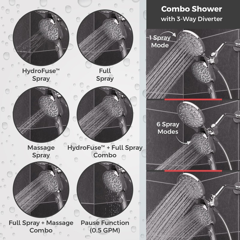Pfister HydroFuse Shower Head and Handheld Combo, Hose Included, Magnetic