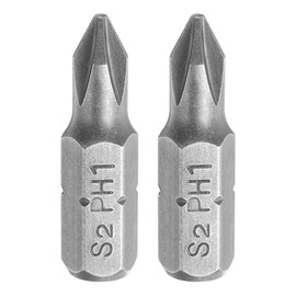 HARFINGTON 2pcs Phillips Screwdriver Bits 1/4" Hex Shank PH1 Magnetic Head 1" Length S2 Steel Cross-head Drill Bits for Repair Work Electric Screw Driver