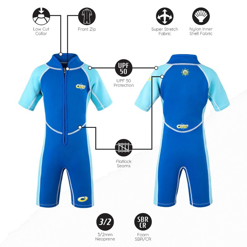 Osprey Toddlers 3mm Shorty Summer Kids Wetsuit, One Piece with