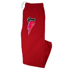 Popfunk David Bowie Curved Lightning Bowie with Name DTL Mens Jogger Sweatpants, Red, Small