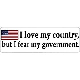 I Love My Country But I Fear My Government -Freedom Liberty Constitution Magnetic Car Bumper Sticker Decal Fridge Magnet 8.875-by-2.375 Inches