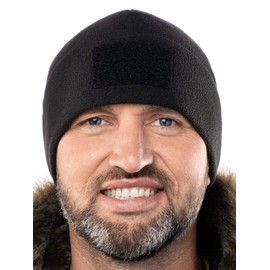 2SBR 2SABERS Tactical Winter Fleece Beanie with Patch Panel – Skull Watch Cap Hat Army