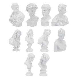 Holibanna 10Pcs Greek Statue Head Famous Sculpture Plaster Bust Statue Resin Replica Sculpture Figurine for Artist Sketch Drawing Decorative Craft