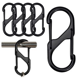 Jiavlyx 5 Pcs Dual Spring Carabiner, 8 * 4cm Versatile Keychain Clip, Small Alloy Snap Hook, S Carabiner Clips, S-Shape Keychain, for Home, Hiking, Outdoor, Camping, Fishing, Key, Backpack