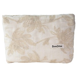 BornSiiren White Floral Makeup Bag, Flower Cosmetic Bag for Women, Large Capacity Toiletry Bag,Zipper Pouch, Travel Accessories Storage with Lining