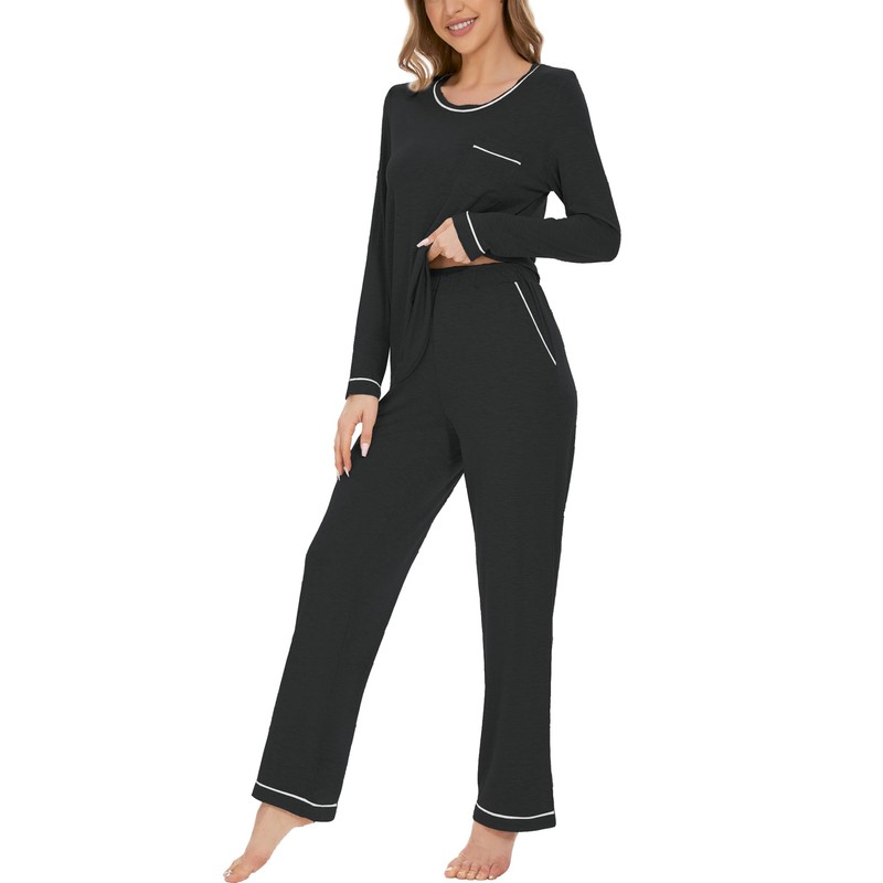 GYS Women's Bamboo Viscose Pajamas Set Long Sleeve Crew Neck