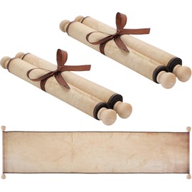 Epakh 2 Pack Blank Paper Scrolls 9 x 72 Inches Wrapped on Wood Rod for Writing, Drawing, Calligraphy, Wedding Vows, Cosplay Prop, Renaissance Festivals, Tabletop Role Playing Game(Old Color)
