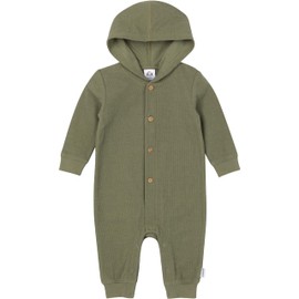 Gerber Baby Boys' Hooded Romper, Olive, 18 Months