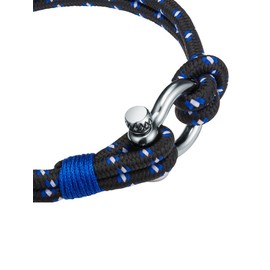True Rebels Men's Bracelet Textile Blue Stainless Steel – Men's Jewellery Bracelets Leisure with Shackle Clasp, Textile