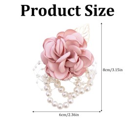 Rose Corsage Bracelet for Wedding and Prom Corsage with Pearl Hand Flower Bracelet Ribbon Flower Wrist Corsage for Women, Girls, Bridal, Bridesmaid