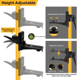 Laser Level Pole with Adjustable Mount 1/4-Inch by 20-Inch, 12 FT/3.7M Adjustable Telescoping Laser Pole with 5/8''-11 Thread Adapter for Rotary and Line Lasers (Without Tripod)