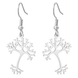 TEAMER Dainty Neuron Earrings Psychology Earrings Neuroscience Mental Health Science Jewelry for Neuroscientists Neurosurgeons, Stainless Steel, No Gemstone