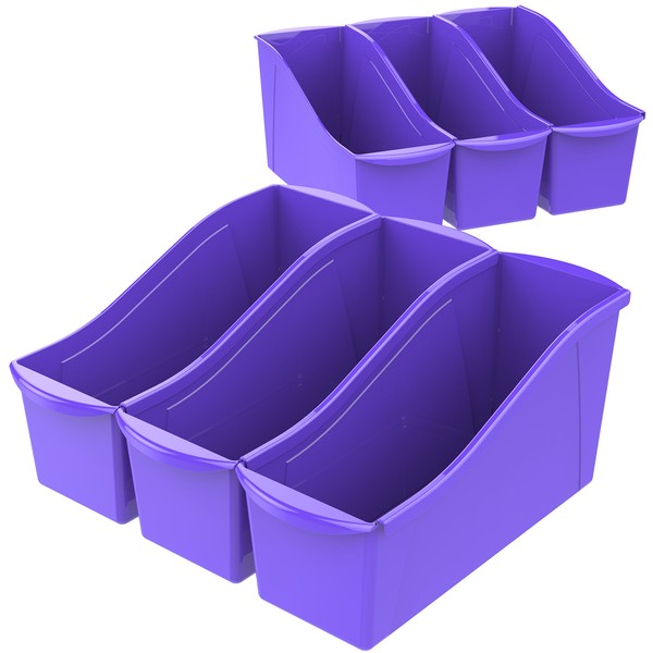 Storex Large Book Bin, Interlocking Plastic Organizer for Home, Office