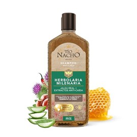TIO NACHO - Shampoo Herbolaria Milenaria. Fortalece el cabello y disminuye la caída, con jalea real y extractos anticaída. Empaque 100 reciclado,...  