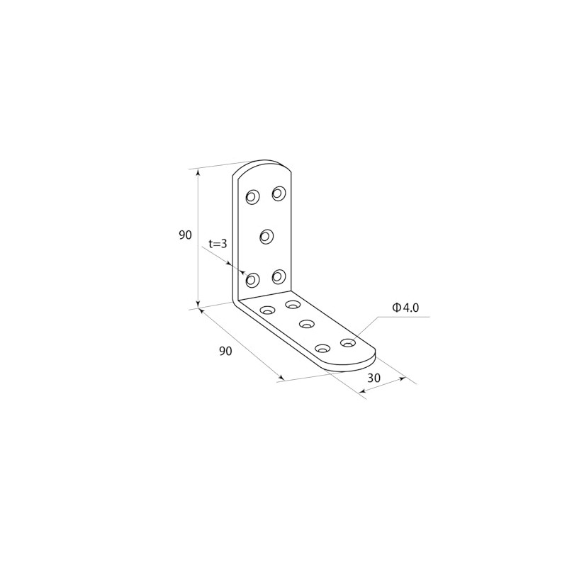 WAKI BK-824 Stainless Steel Wide Corner Metal 3.5 inches (90
