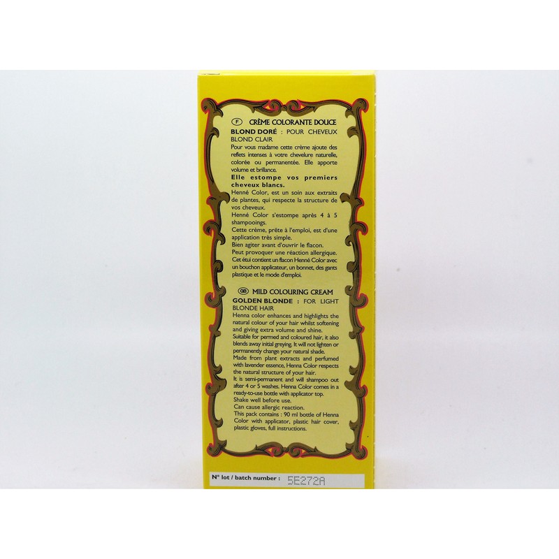 Henna Hair Color Cream Dye Golden Blonde 90 ml, Light