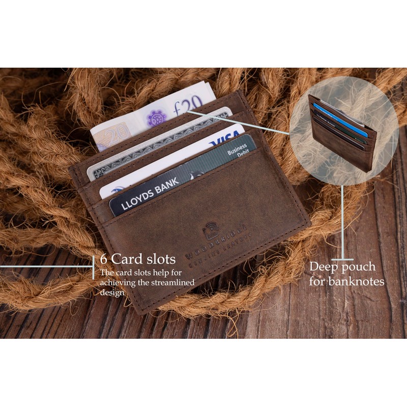 WOODBRIDGE Men's Genuine Leather Credit Card Holder | RFID Blocking