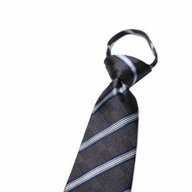 Michiko Korondon MKZP-1-C One-Touch Necktie Brand, Striped Pattern, Gift, Stylish, Silk Blend, Zipper Tie, No Tie, Easy to Wear Necktie, Gray, gray