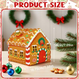 Gingerbread House Christmas Tree Topper, Plush Stuffed Velvet House Tree Top with Snowflake Accent Xmas Party Decoration for Home Kitchen, Gingerbread Theme Gift for Baking Lovers Holiday Decor