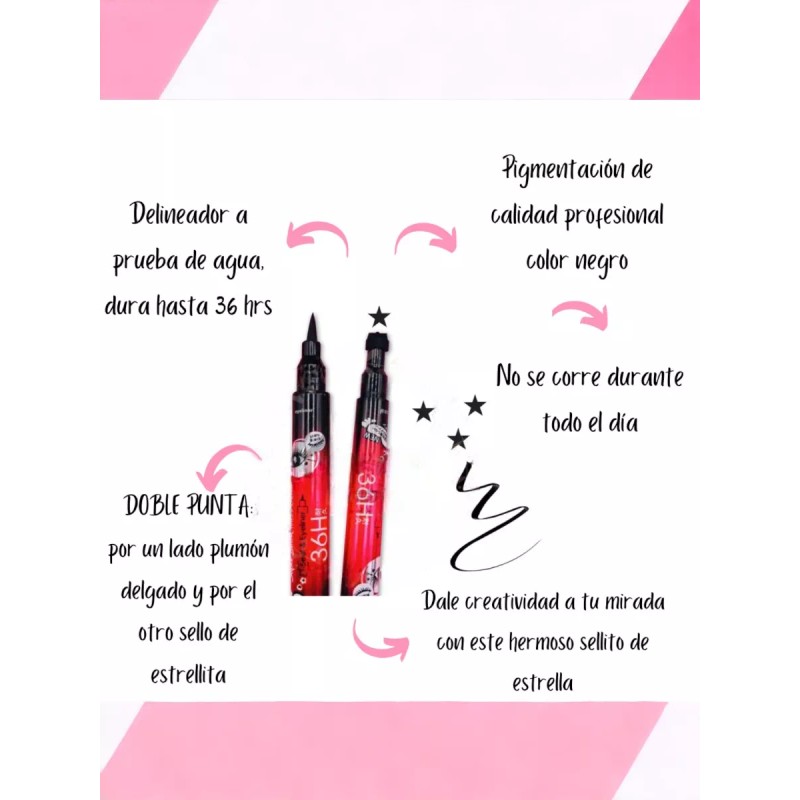 36H 1 Pieza Delineador 2 En 1 Sello Figuras Negro