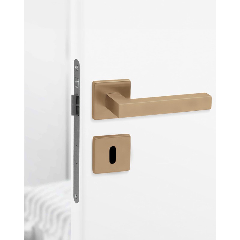 Gedotec Door Handle Brushed Brass | 1 Set | Rosette
