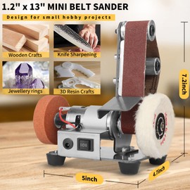 NuoDunco 3-In-1 Mini Belt Sander - Adjustable Speed Electric Grinding Sanding Machine, Handcraft System Bench Grinder Polisher Buffer for DIY Craft Wood Stained Glass Jewelry Making (Plus Kit)