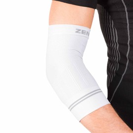 Zensah Compression Tennis Elbow Sleeve for Elbow Tendonitis, Tennis Elbow, Golfer's Elbow - Elbow Support, Elbow Brace, Small, White
