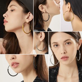 U7 Women's Hoop Earrings 30 mm - 80 mm Braided Tube Design Hoop Earrings Stainless Steel / 18 K Gold Plated Large Circle Hoop Earrings Ear Jewellery Accessory for Women Girls, Stainless Steel