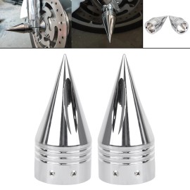 Unbranded Chrome Spike Front Axle Nut Cover Caps For Harley Softail Fat Boy Street Glide