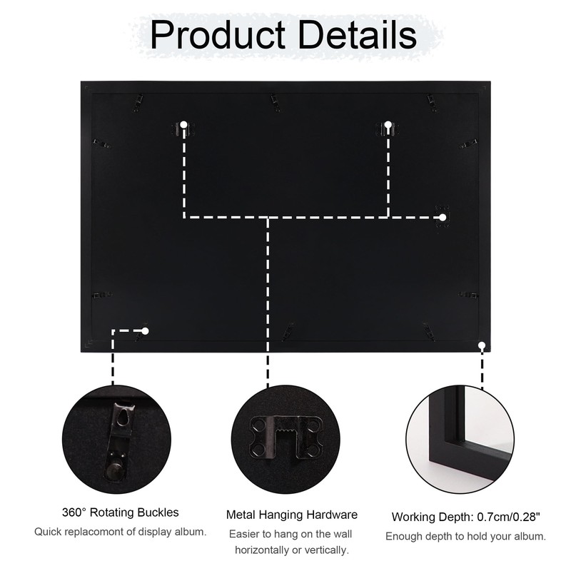 ccdcc 16.5x25 Vinyl Record Display Frame 1 Pack, Black Wooden