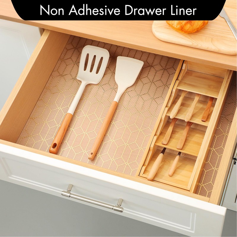 Cooyes Shelf and Drawer Liners for Kitchen Cabinets, Non Adhesive
