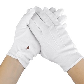 salbsever Mens White Gloves Thin Cotton Gloves for Men Women Parade Gloves Formal Marching Uniform Gloves Mime Gloves Formal Tuxedo Costume Honor Guard Gloves with Snap White Butler Gloves