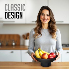 Fairwood Way - Black Pedestal Bowl - 12 Inch, Wide Black Footed bowl as Fruit, Key, Decorative, Candy Holder or Centerpiece, Wooden Bowl Decorative for Kitchen, Dining Table & Modern Home Accessories