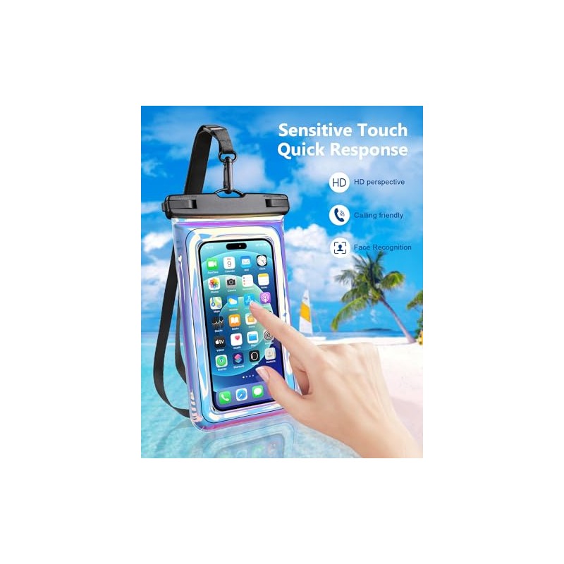 IPX68 Waterproof Phone Pouch with Lanyard - Dazzling Purple