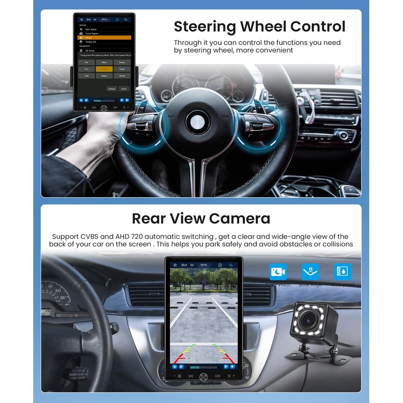 10.4 Inch Car Stereo Single Din Touch Screen Wireless Carplay,
