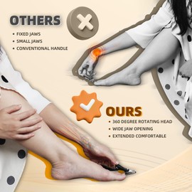 VOGARB Long Handled Toenail Clippers for Seniors 360 Degree Rotating Head Sharp Finger Nail Clipper for Men Adult Women Ergonomic Grip Nail Cutter