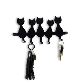 GEGUTON Wall Key Holder - Steel Hooks Holders Organizer for Keys, Decoration and Functional Items for Home, Birthday Gifts (Cats Theme)