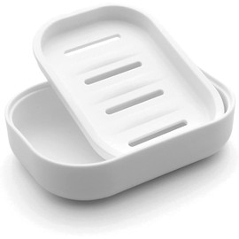 Plastic Soap Dish with Drainage,Soap Dishes Holder for Bathroom Shower，Keep Soap Dry and Easy Cleaning (White)