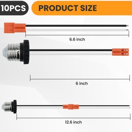 DALQUIS 10 Pcs E26 Socket Adapter, Medium Base Male Screw in Light Bulb Socket Pigtail, Socket Adapter Pigtail for Led Ceiling Lights Downlight