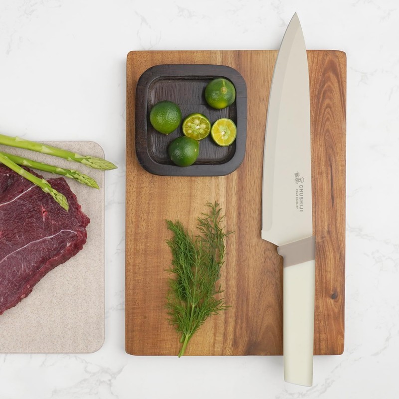 CHUSHIJI 15-Piece Kitchen Knife Set with Block, Premium High Carbon