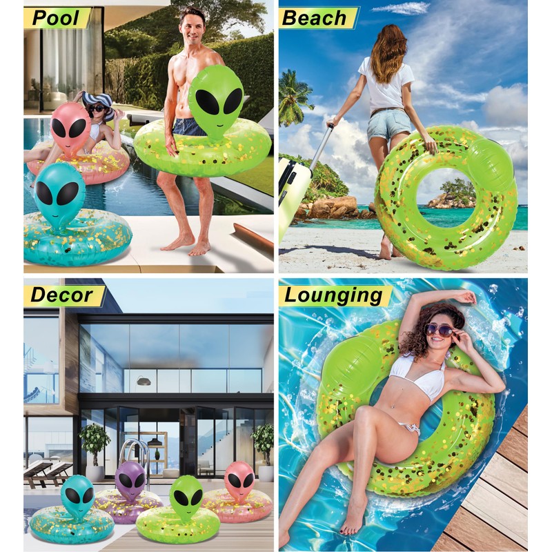 POZA Inflatable Alien Pool Float Tube - Heavy Duty Vinyl
