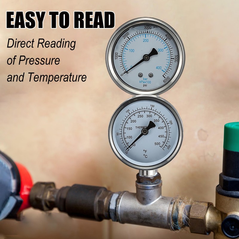 JOEJET Pressure Washer Gauge, Pressure Washer Pressure Gauge and Temperature