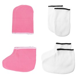 Mikinona 4 Pair Hand Foot Mask Covers Moisturizing Exfoliating Washable Gloves for Spa Home Use