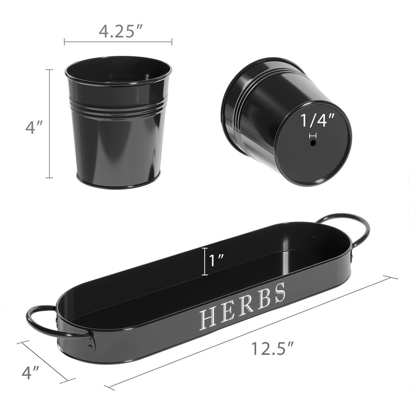 Barnyard Designs Indoor Herb Garden Planter Set with Tray, Metal