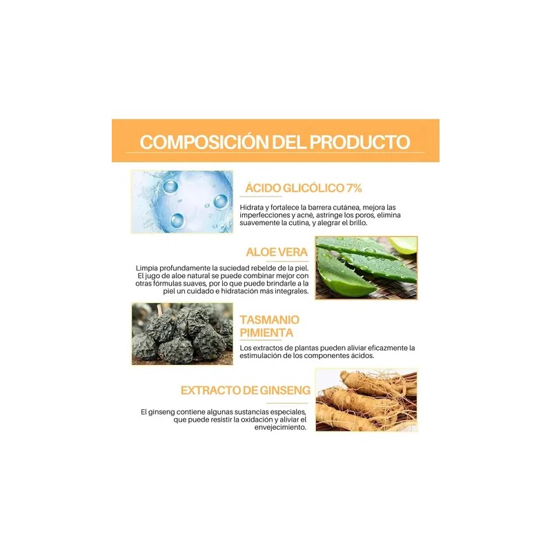 Ácido Glicólico Solución Tonificante Exfoliante Antimanchas