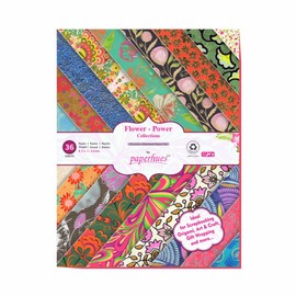 Paperhues Flower Paper Scrapbook Papers 8.5x11" Pad 36 Sheets.