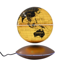6" Magnetic Levitation Floating Globe Rotating Globe, Touch Control And Gradient Led Night Light Color Globes For Homes, Schools, Offices, Children's Education, Stores (Gold)