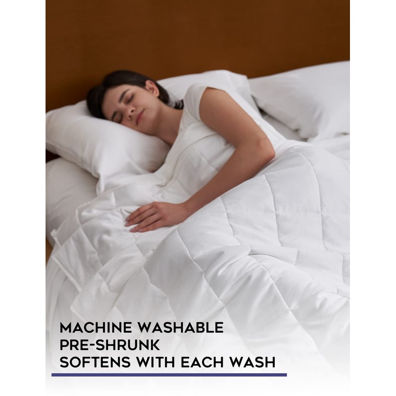 YnM Cotton Duvet Cover for Weighted Blankets (White, 36''x48'')