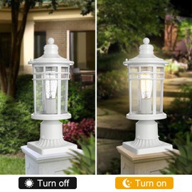 Darkaway Outdoor Post Lights Lamp Posts Outdoor Lighting, Waterproof Aluminum Post Lights Outdoor Light Fixtures with Glass, Light Posts for Outside Patio Yard (1 Pack, White)